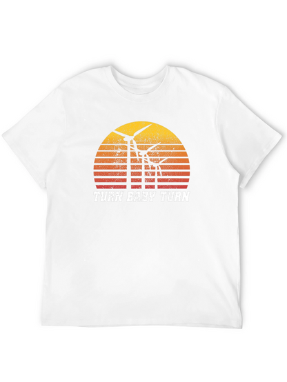 Camiseta Negra Retro Turn Baby Turn Energía Eólica