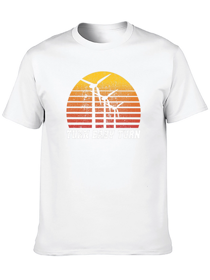 Camiseta Negra Retro Turn Baby Turn Energía Eólica