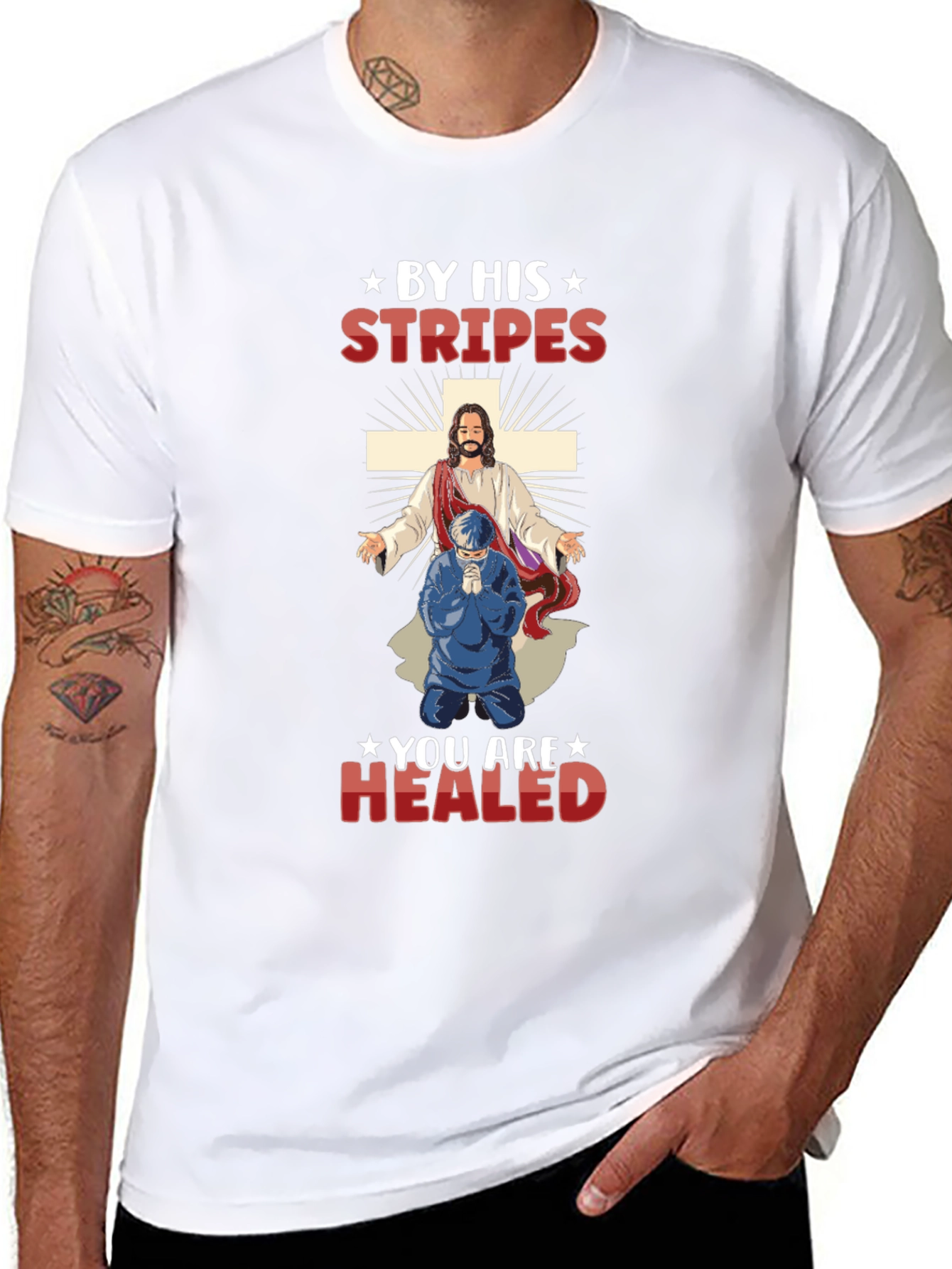 Camiseta Cristiana: Por Sus Llagas Fuimos Curados