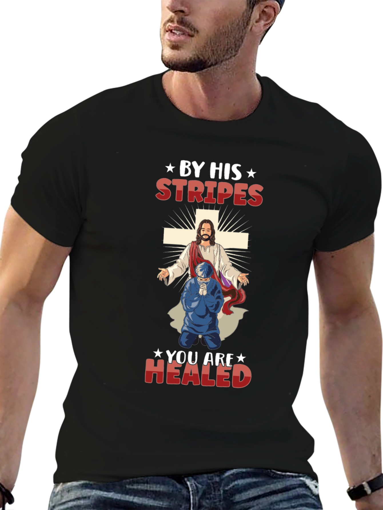 Camiseta Cristiana: Por Sus Llagas Fuimos Curados