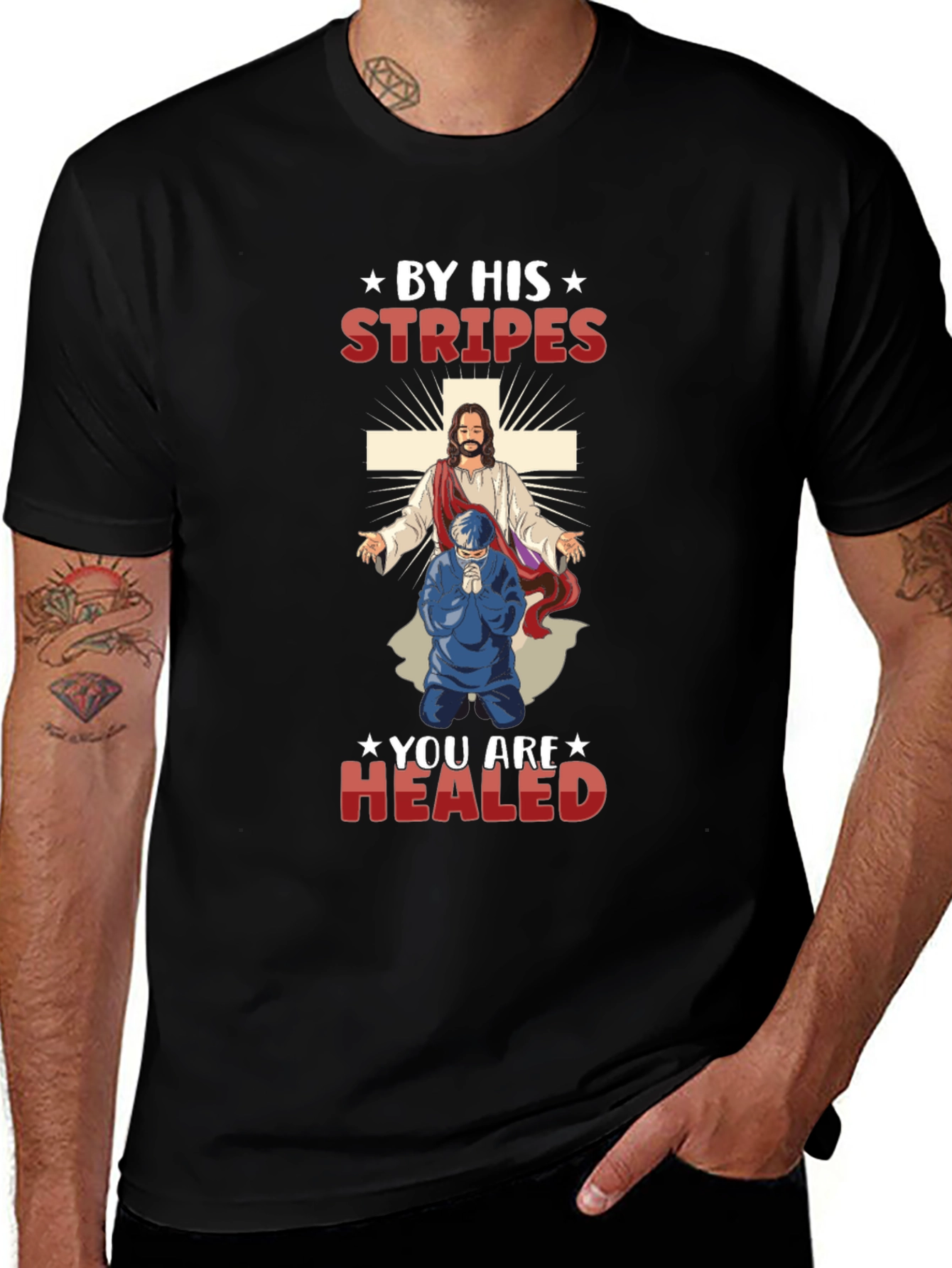 Camiseta Cristiana: Por Sus Llagas Fuimos Curados