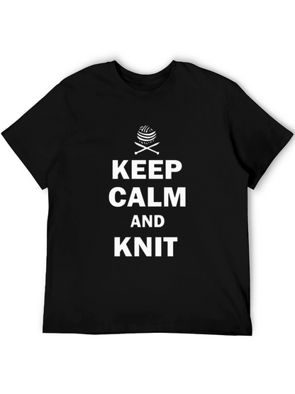 Camiseta Negra Hombre Keep Calm and Knit
