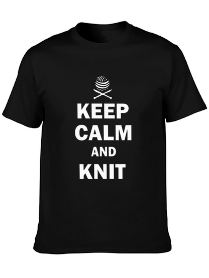 Camiseta Negra Hombre Keep Calm and Knit