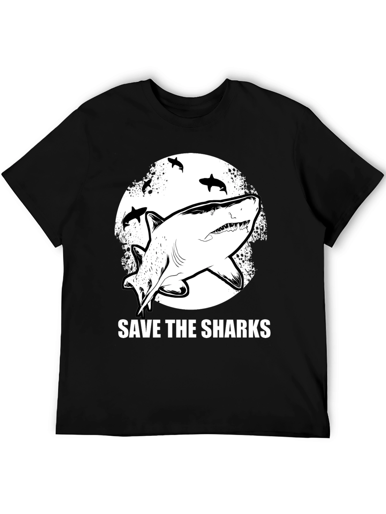 Camiseta Negra Save The Sharks Estampada