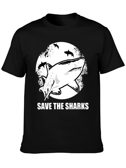 Camiseta Negra Save The Sharks Estampada