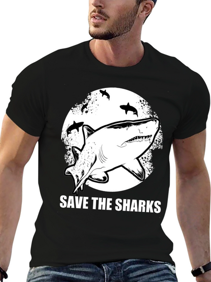 Camiseta Negra Save The Sharks Estampada