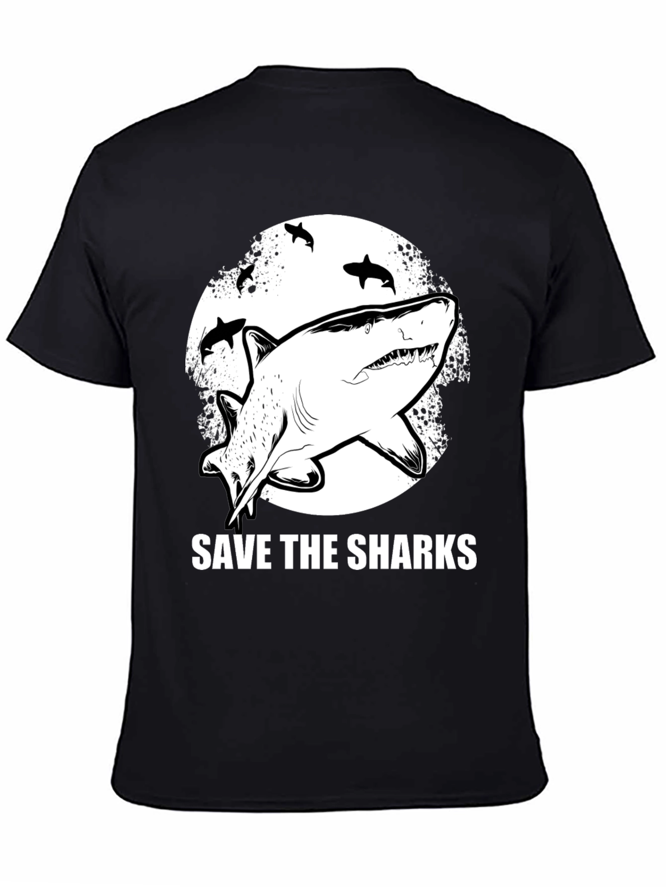 Camiseta Negra Save The Sharks Estampada