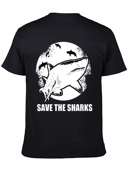 Camiseta Negra Save The Sharks Estampada
