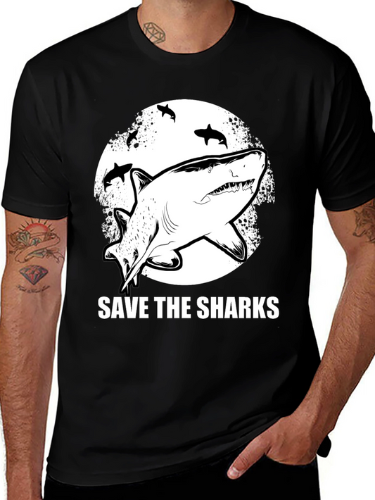 Camiseta Negra Save The Sharks Estampada