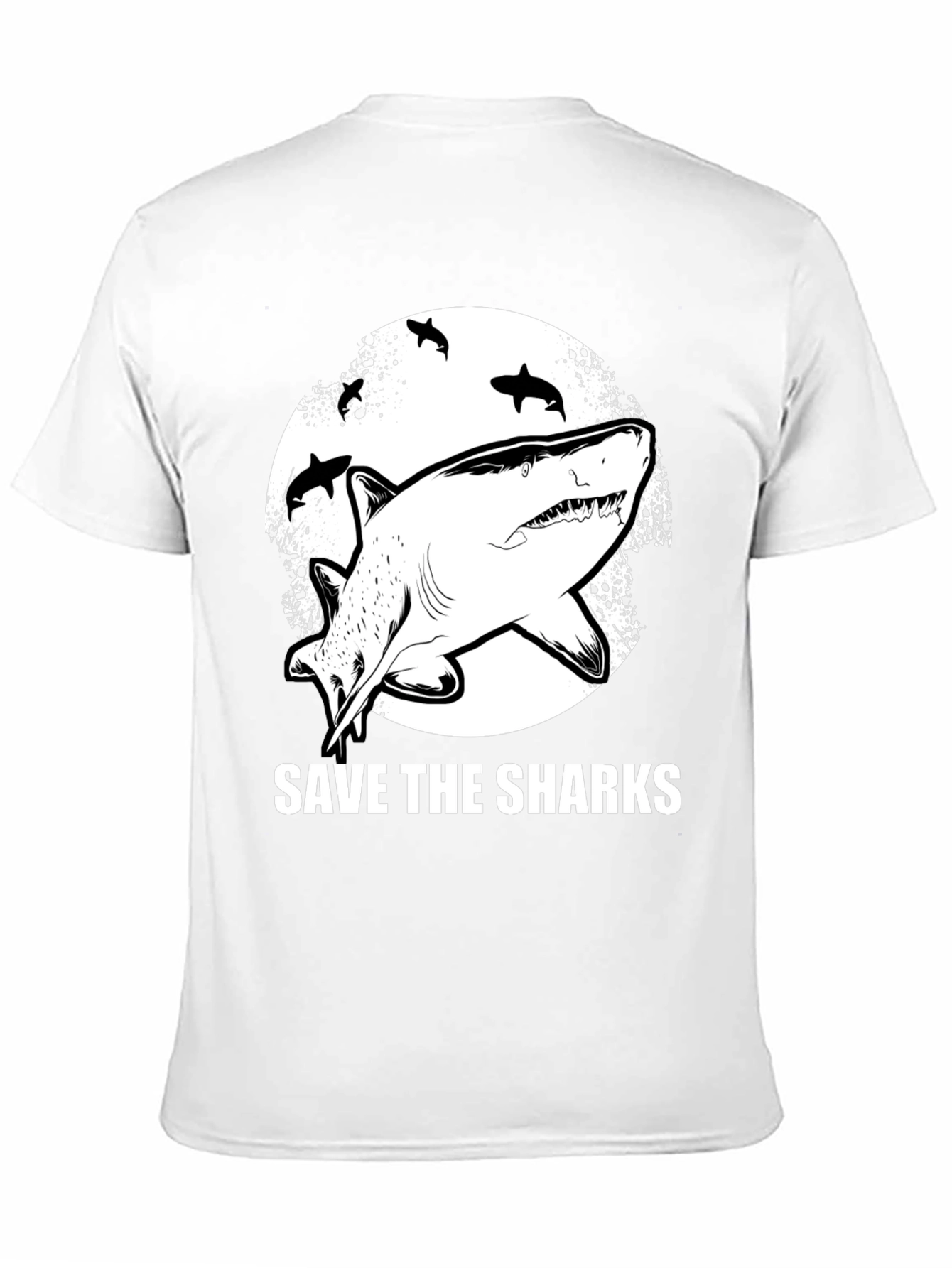 Camiseta Negra Save The Sharks Estampada