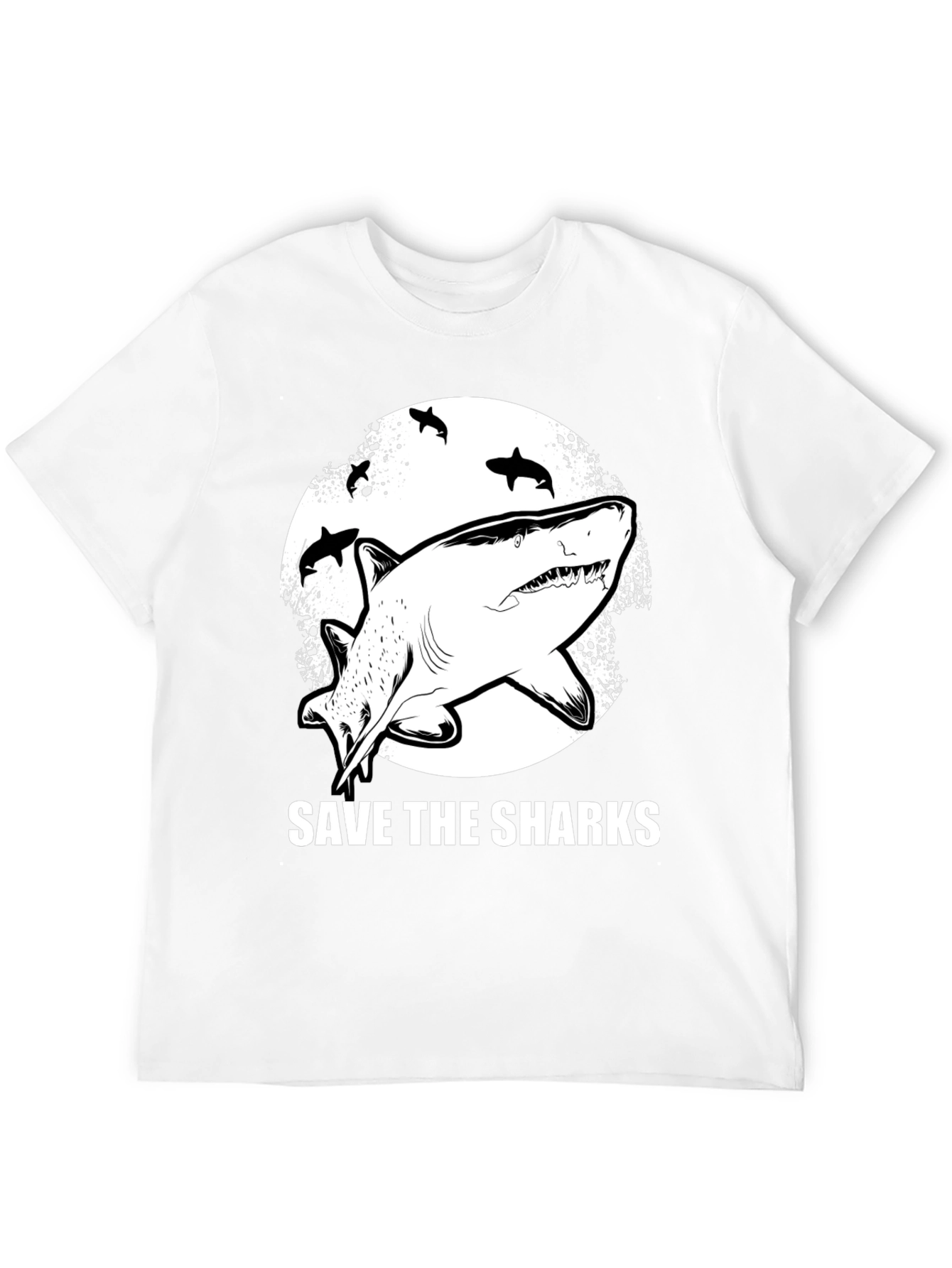 Camiseta Negra Save The Sharks Estampada