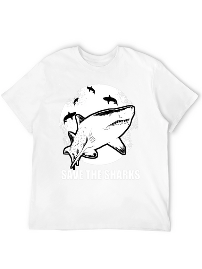Camiseta Negra Save The Sharks Estampada