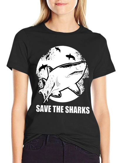 Camiseta Negra Save The Sharks Estampada