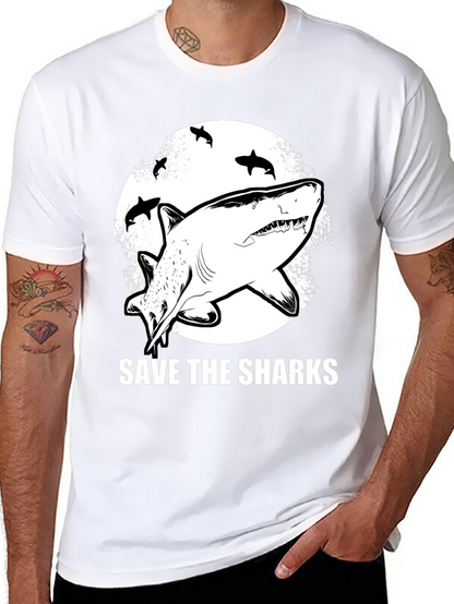 Camiseta Negra Save The Sharks Estampada
