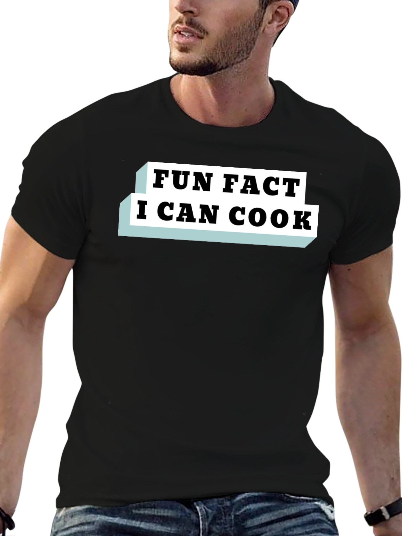 Camiseta Negra Fun Fact I Can Cook para Hombre
