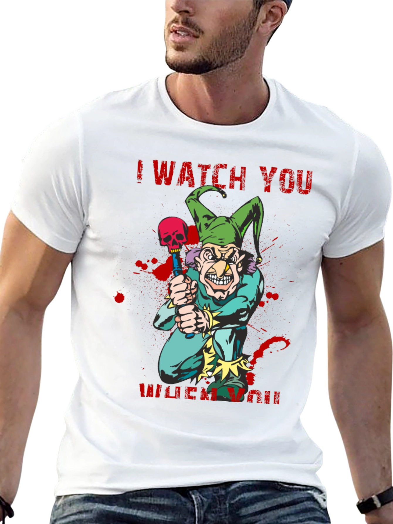 Camiseta Negra Te Observo Estilo Terror