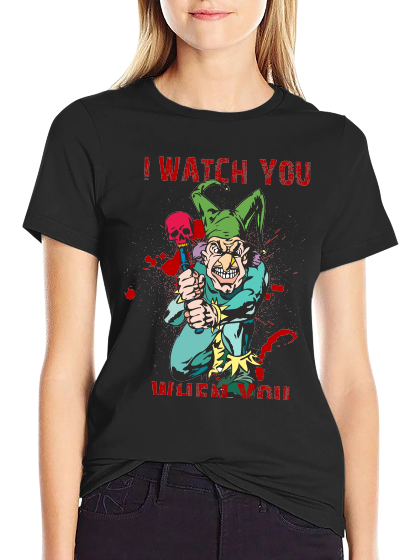 Camiseta Negra Te Observo Estilo Terror