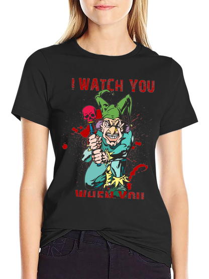 Camiseta Negra Te Observo Estilo Terror