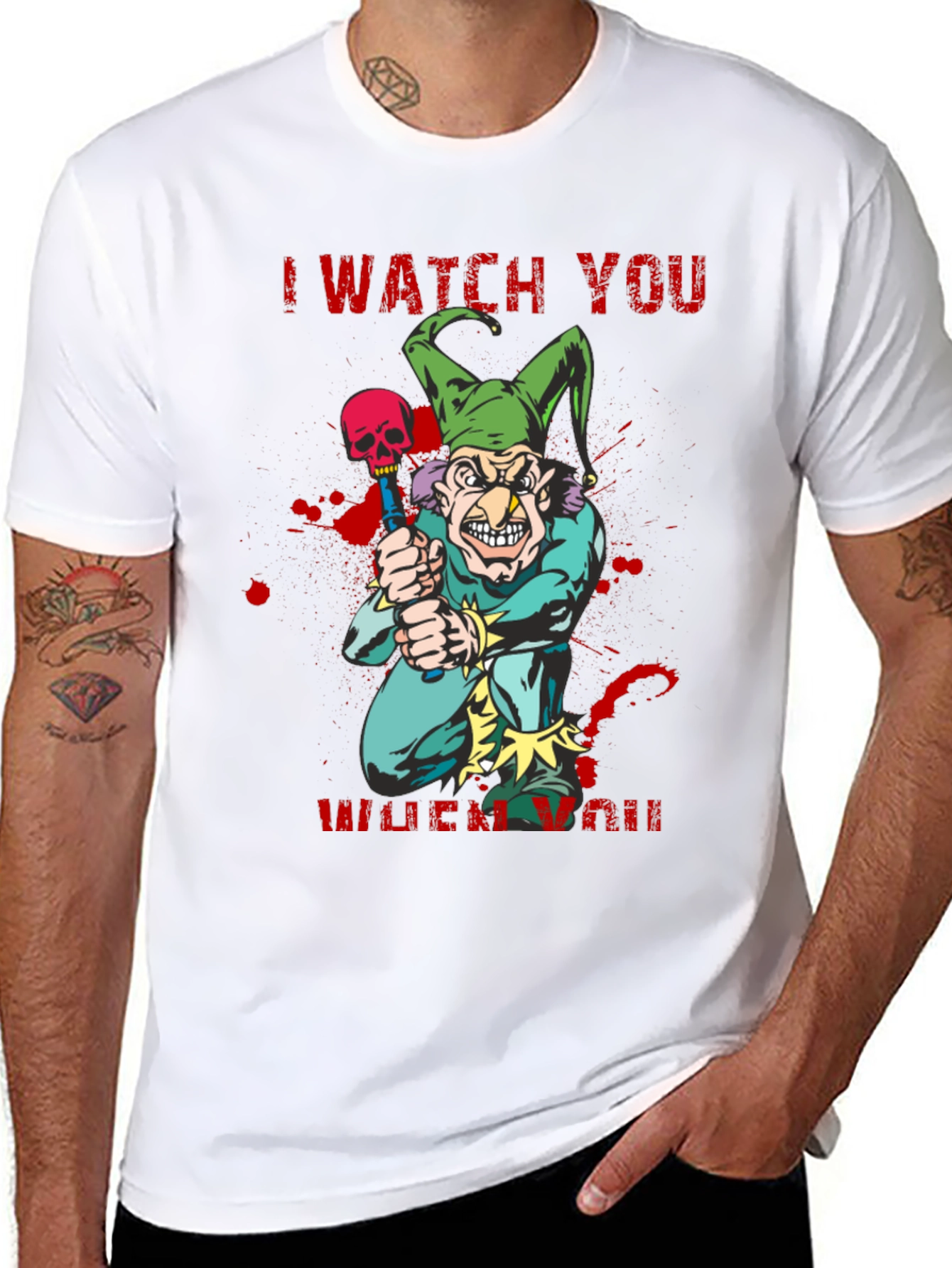 Camiseta Negra Te Observo Estilo Terror