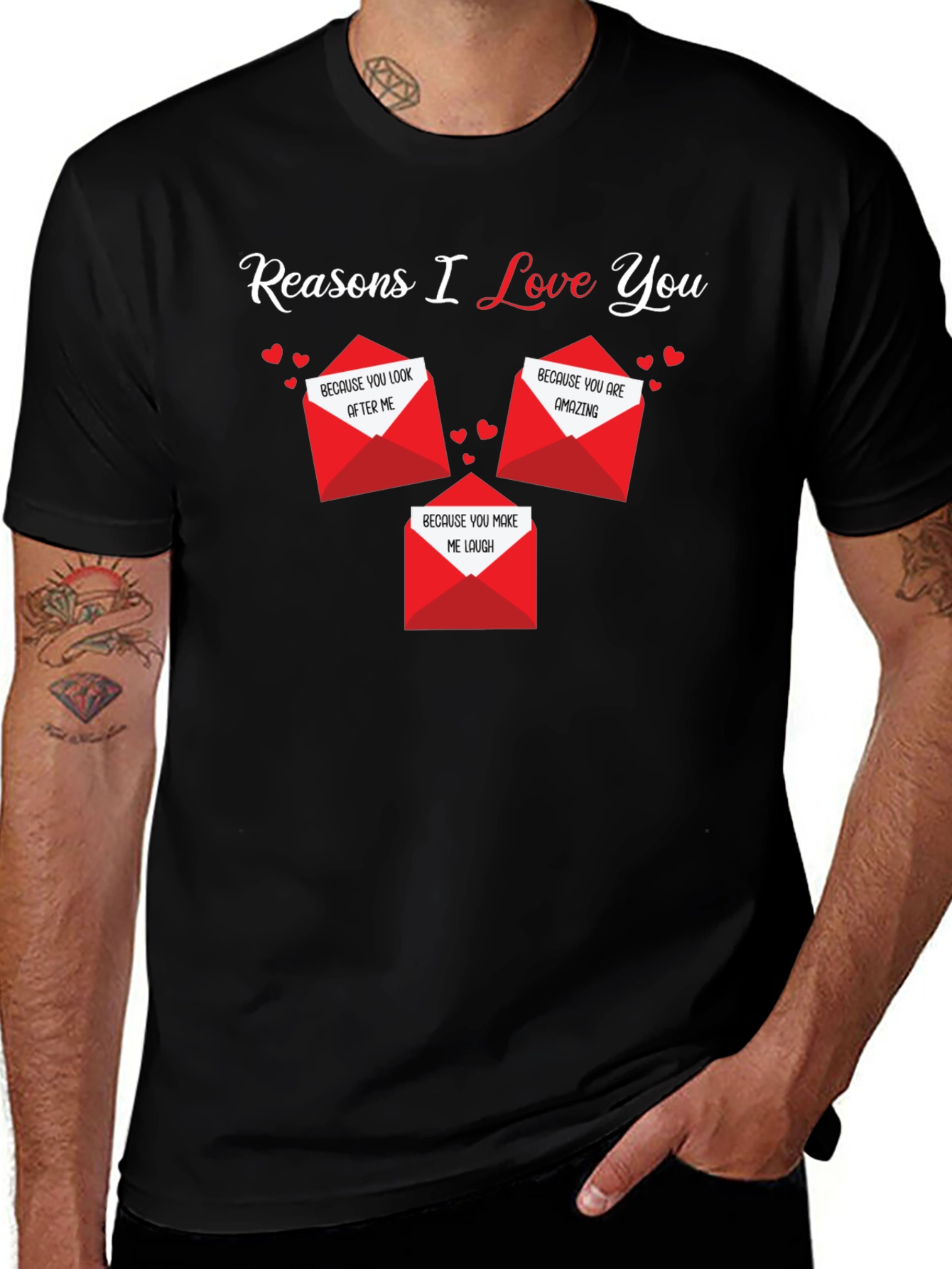 Camiseta Negra Razones Por Las Que Te Amo