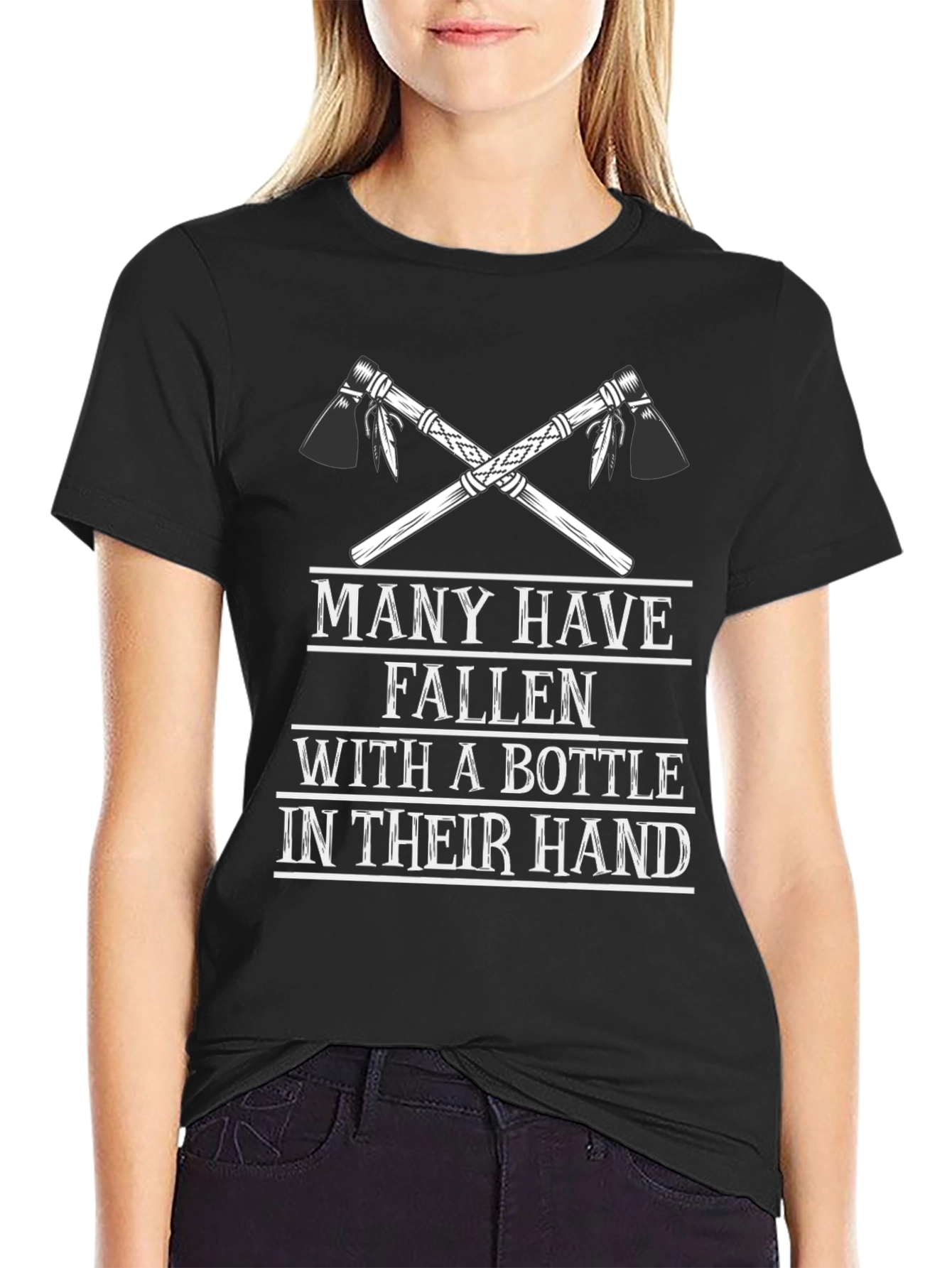 Camiseta Negra Hombre: Hachas Cruzadas & Humor
