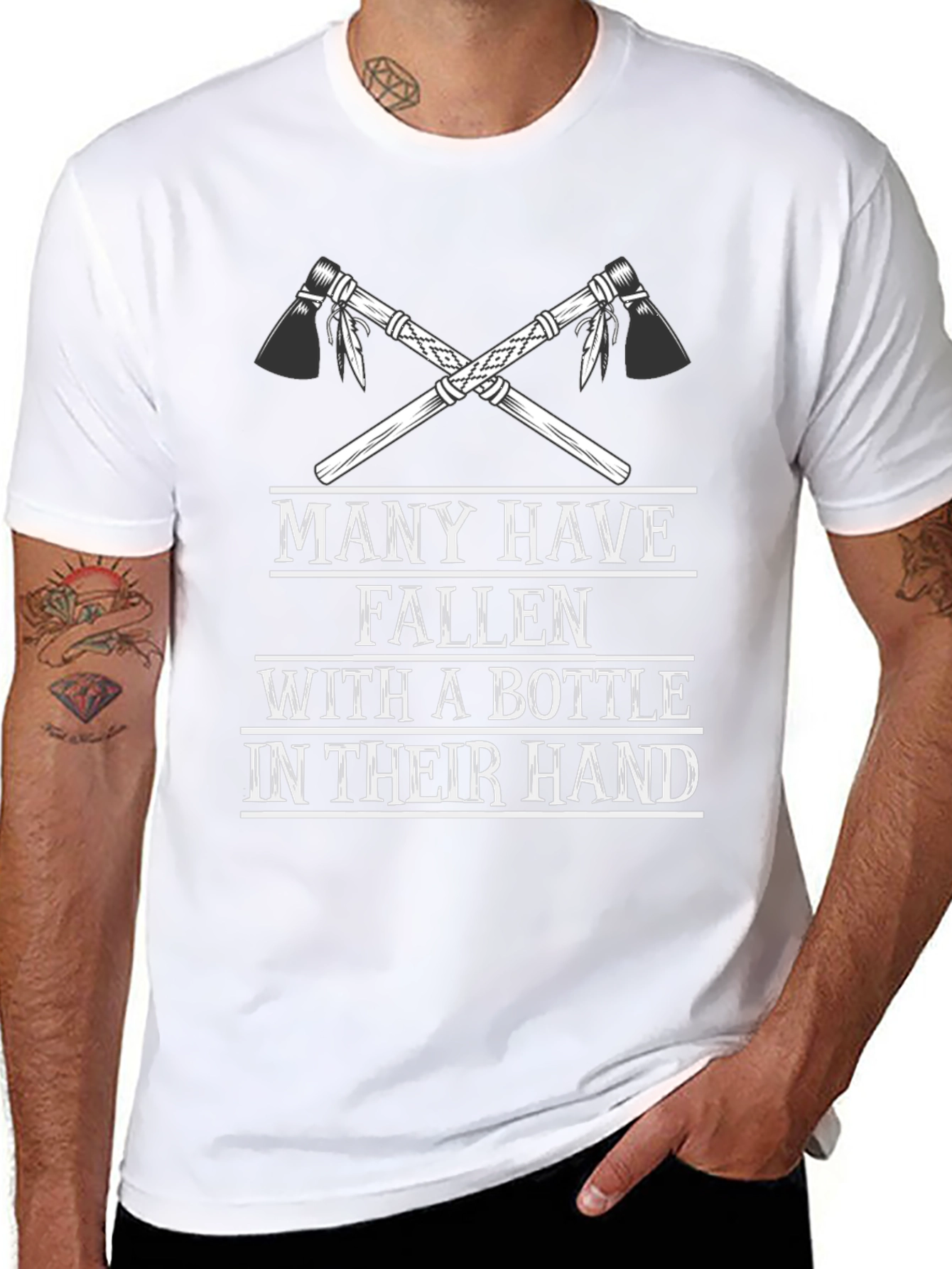 Camiseta Negra Hombre: Hachas Cruzadas & Humor