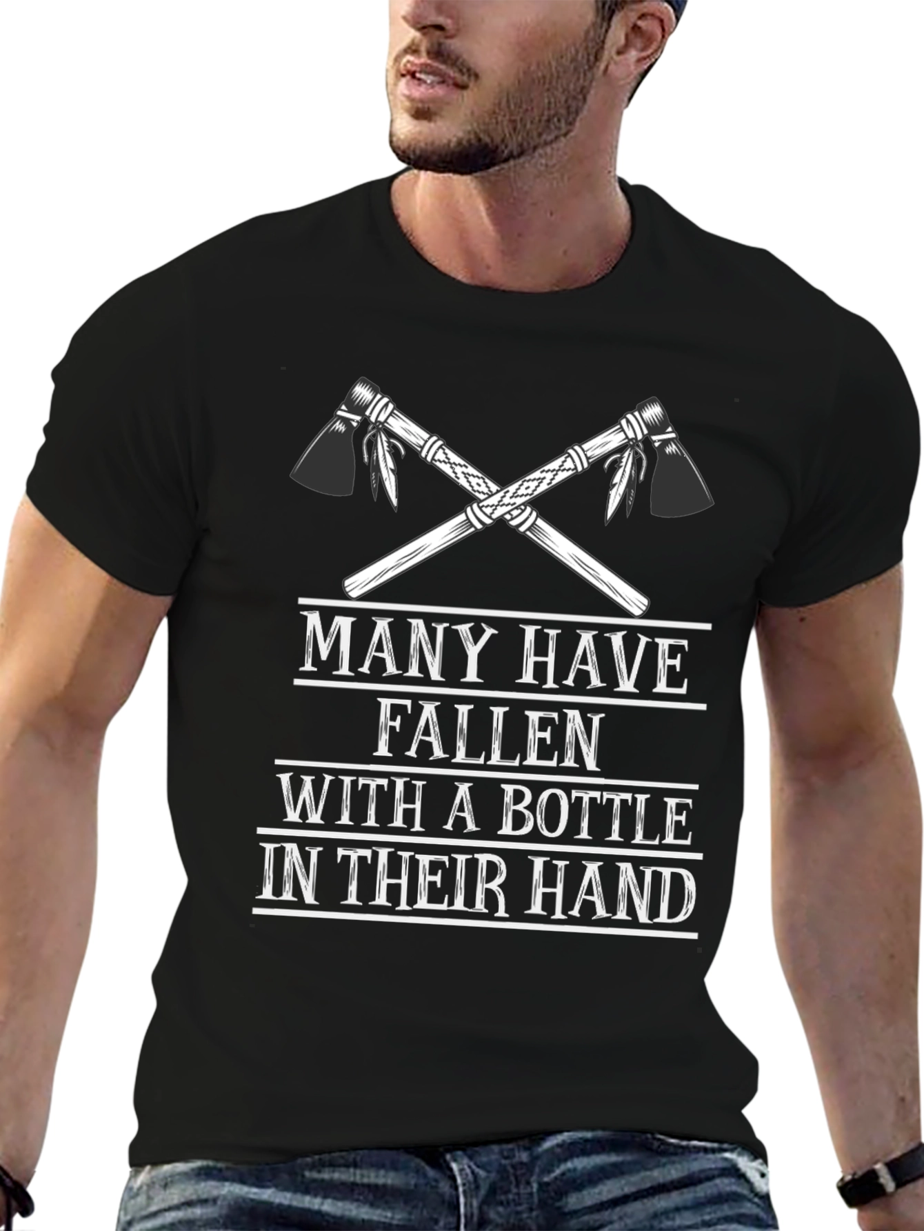 Camiseta Negra Hombre: Hachas Cruzadas & Humor