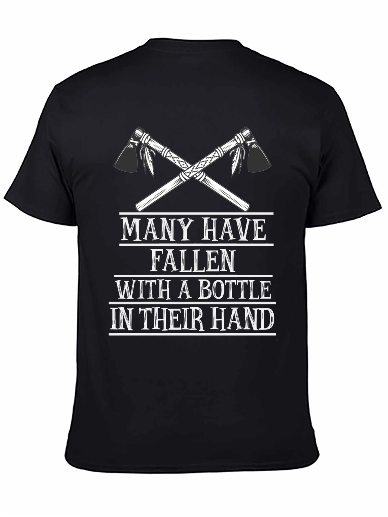 Camiseta Negra Hombre: Hachas Cruzadas & Humor