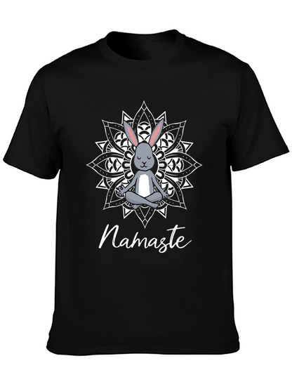 Camiseta Negra Namaste Conejo Mandala Yoga