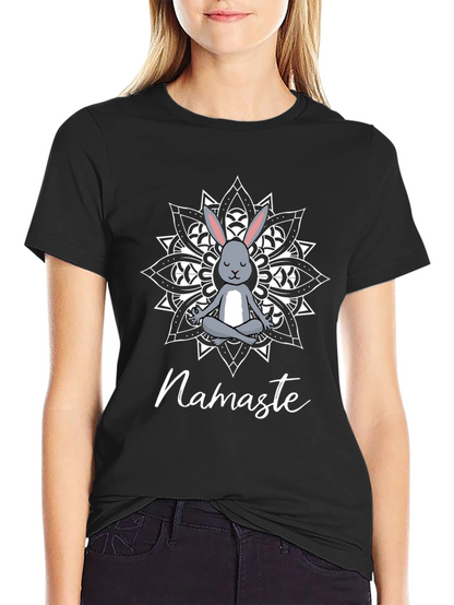 Camiseta Negra Namaste Conejo Mandala Yoga