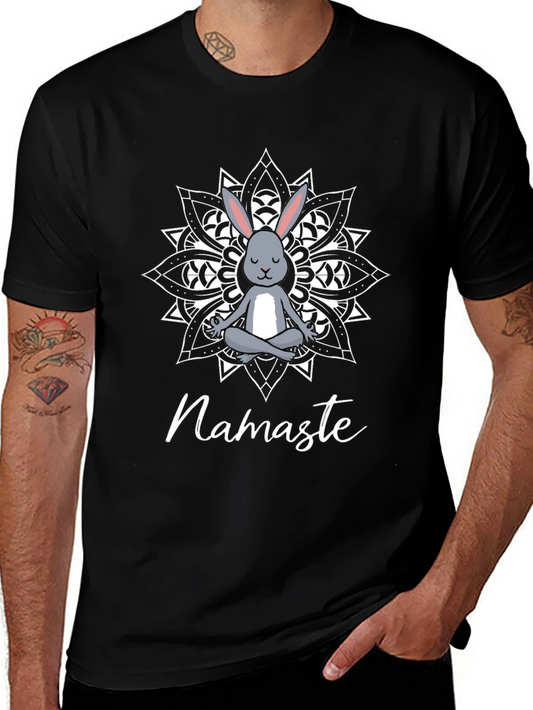 Camiseta Negra Namaste Conejo Mandala Yoga