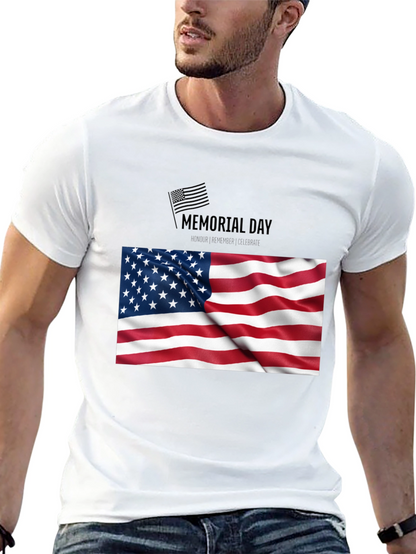 Camiseta Negra Memorial Day Bandera USA