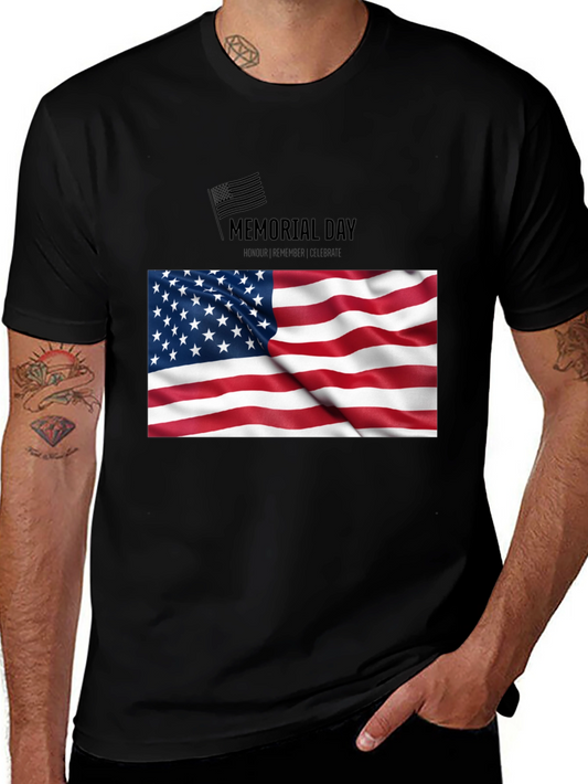 Camiseta Negra Memorial Day Bandera USA