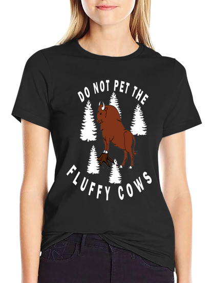 Camiseta Negra: No Acaricies las Vacas Esponjosas