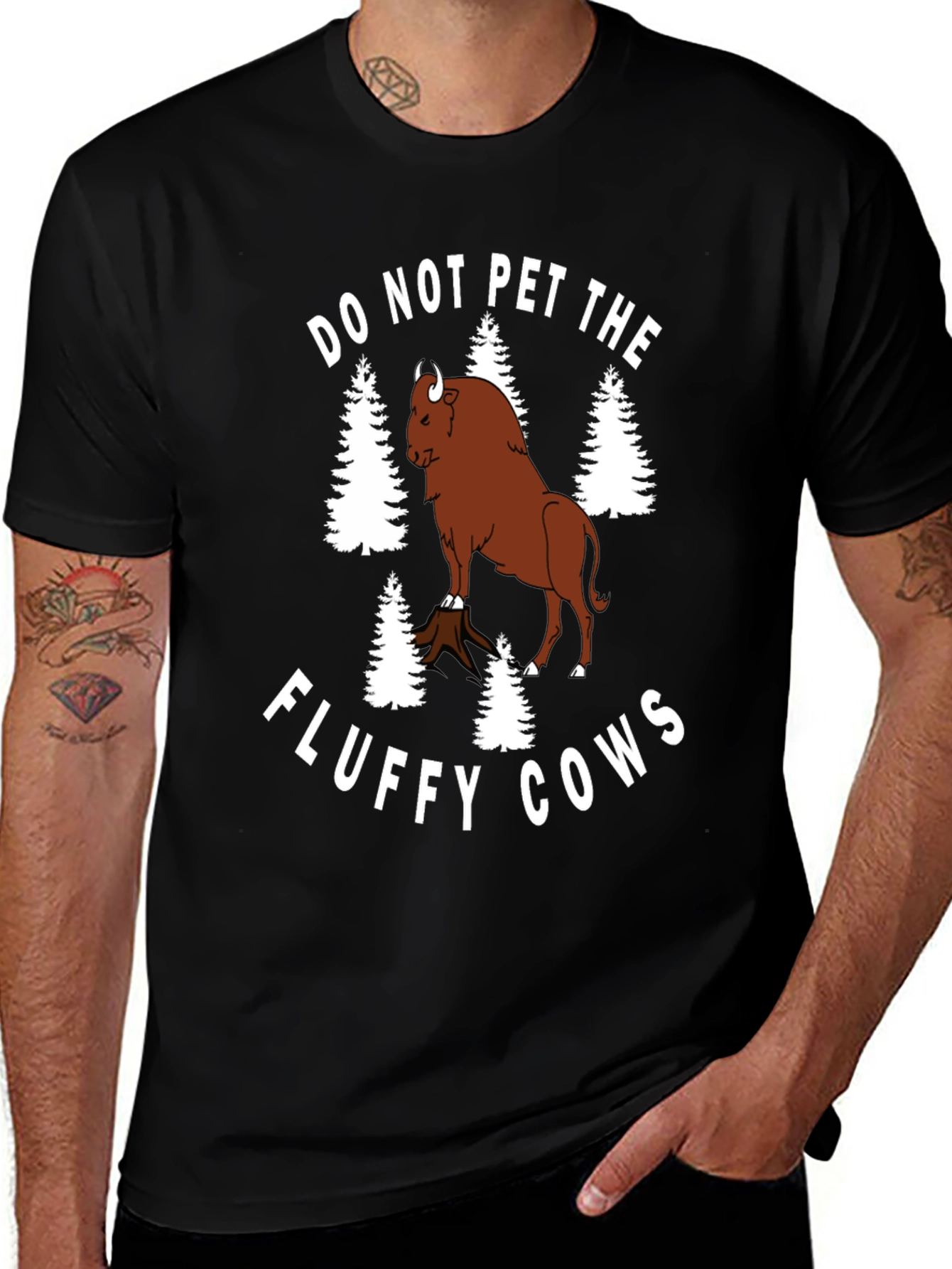 Camiseta Negra: No Acaricies las Vacas Esponjosas