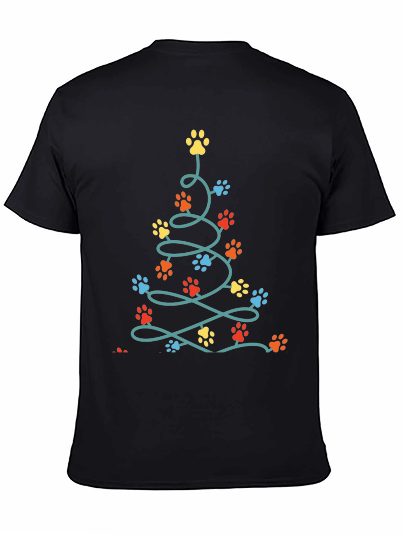 Camiseta Navideña con Huellas de Mascotas