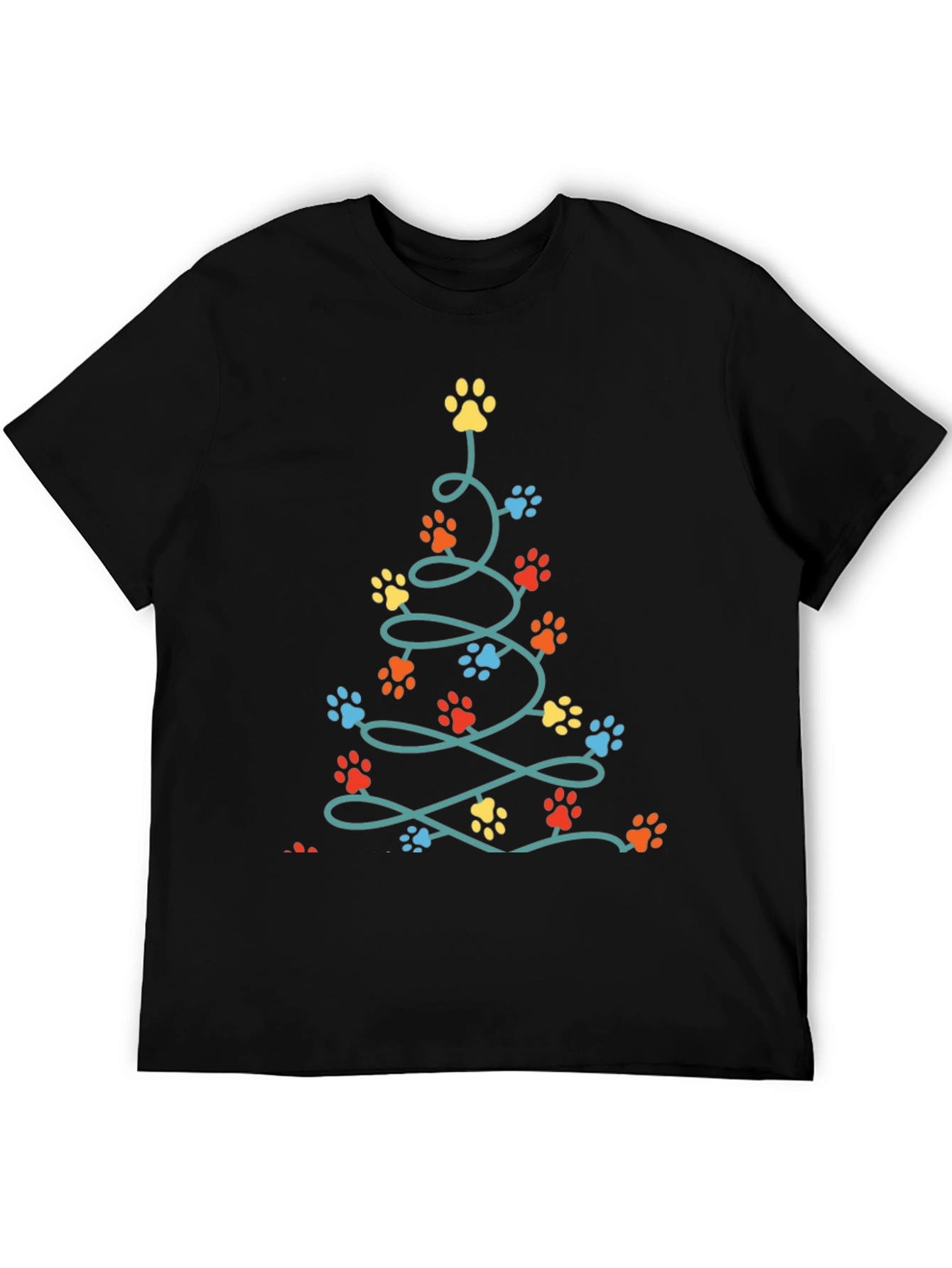 Camiseta Navideña con Huellas de Mascotas