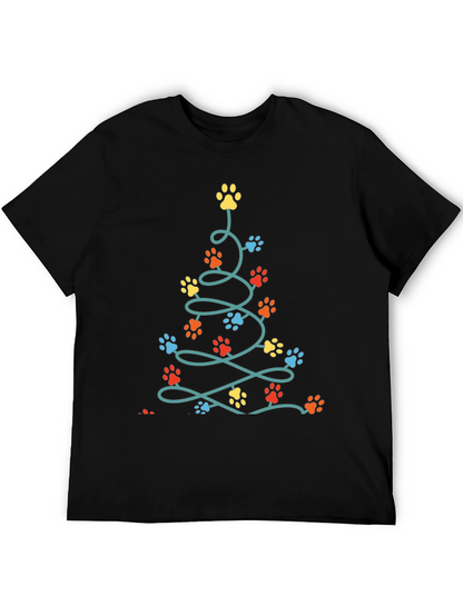 Camiseta Navideña con Huellas de Mascotas