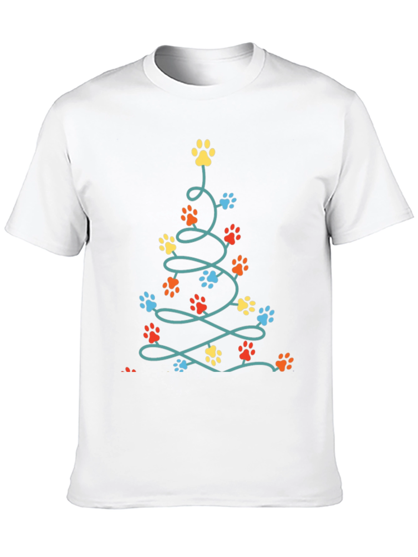 Camiseta Navideña con Huellas de Mascotas