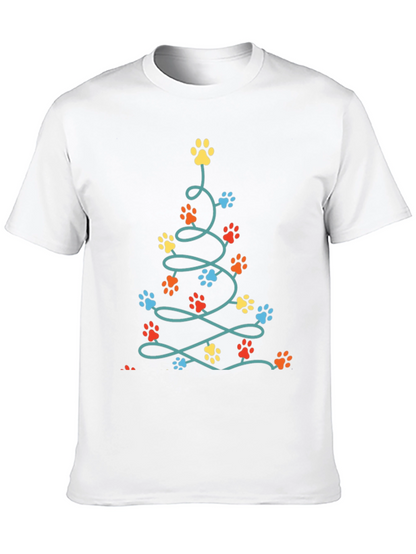 Camiseta Navideña con Huellas de Mascotas