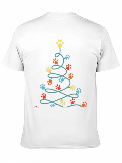 Camiseta Navideña con Huellas de Mascotas