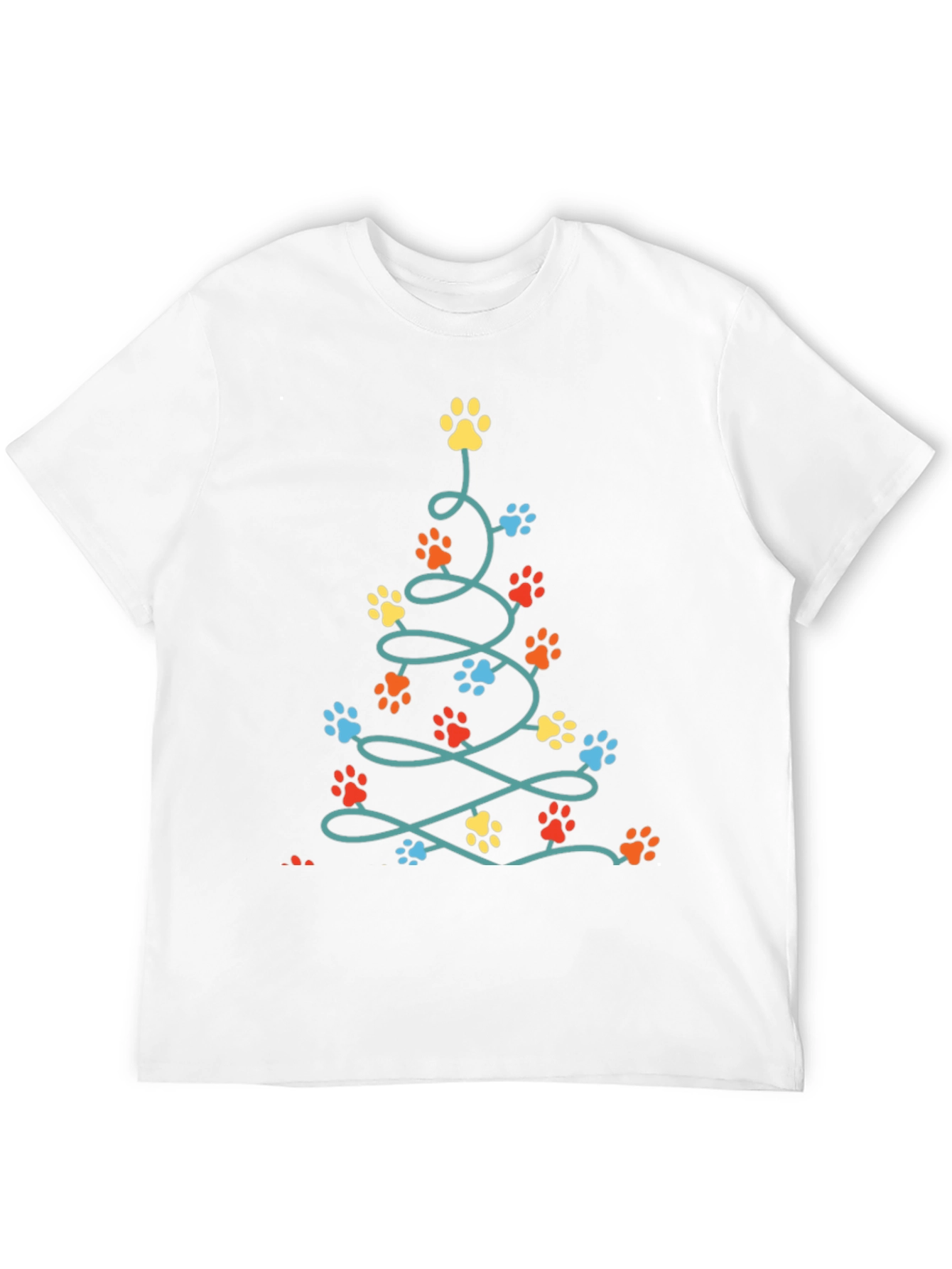 Camiseta Navideña con Huellas de Mascotas