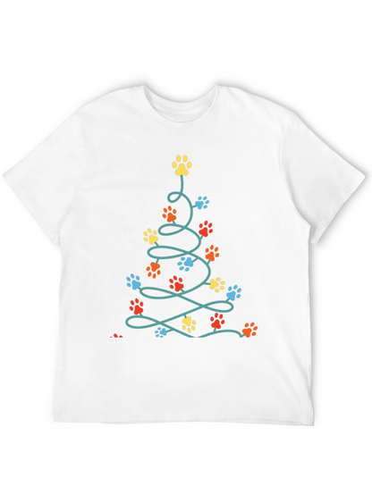 Camiseta Navideña con Huellas de Mascotas