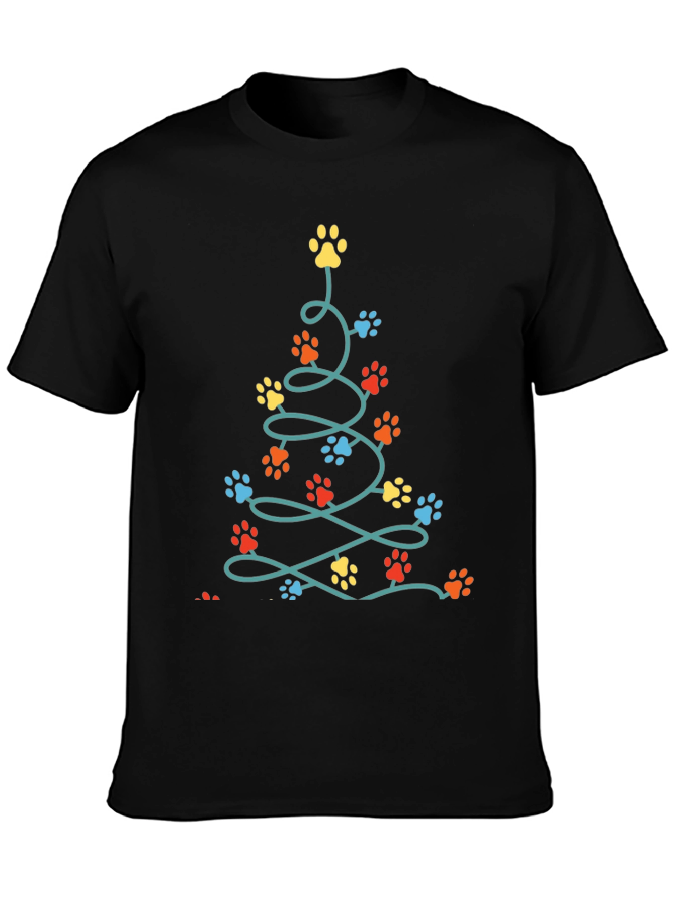Camiseta Navideña con Huellas de Mascotas
