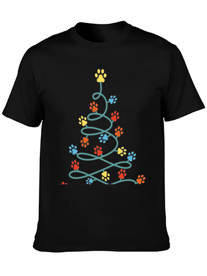 Camiseta Navideña con Huellas de Mascotas