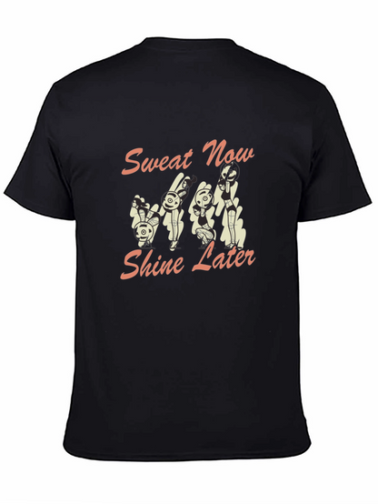 Camiseta Negra con Diseño de Conejos Fitness