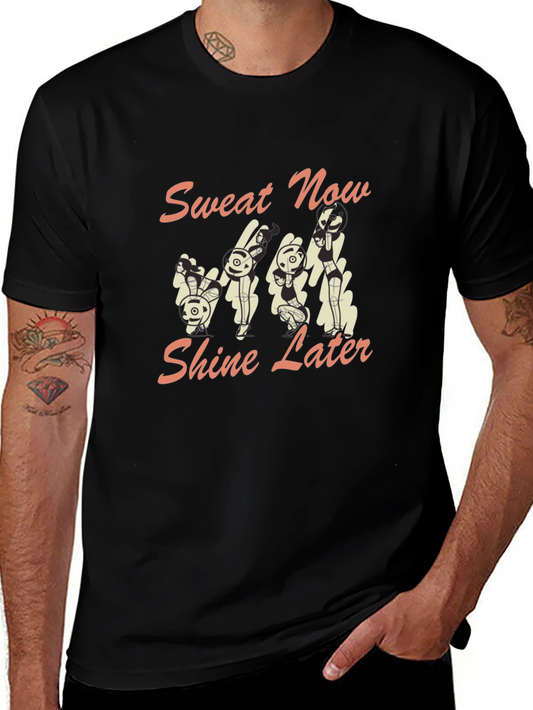 Camiseta Negra con Diseño de Conejos Fitness