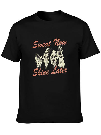 Camiseta Negra con Diseño de Conejos Fitness