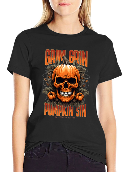 Camiseta de Halloween: Calabaza Grim Grin