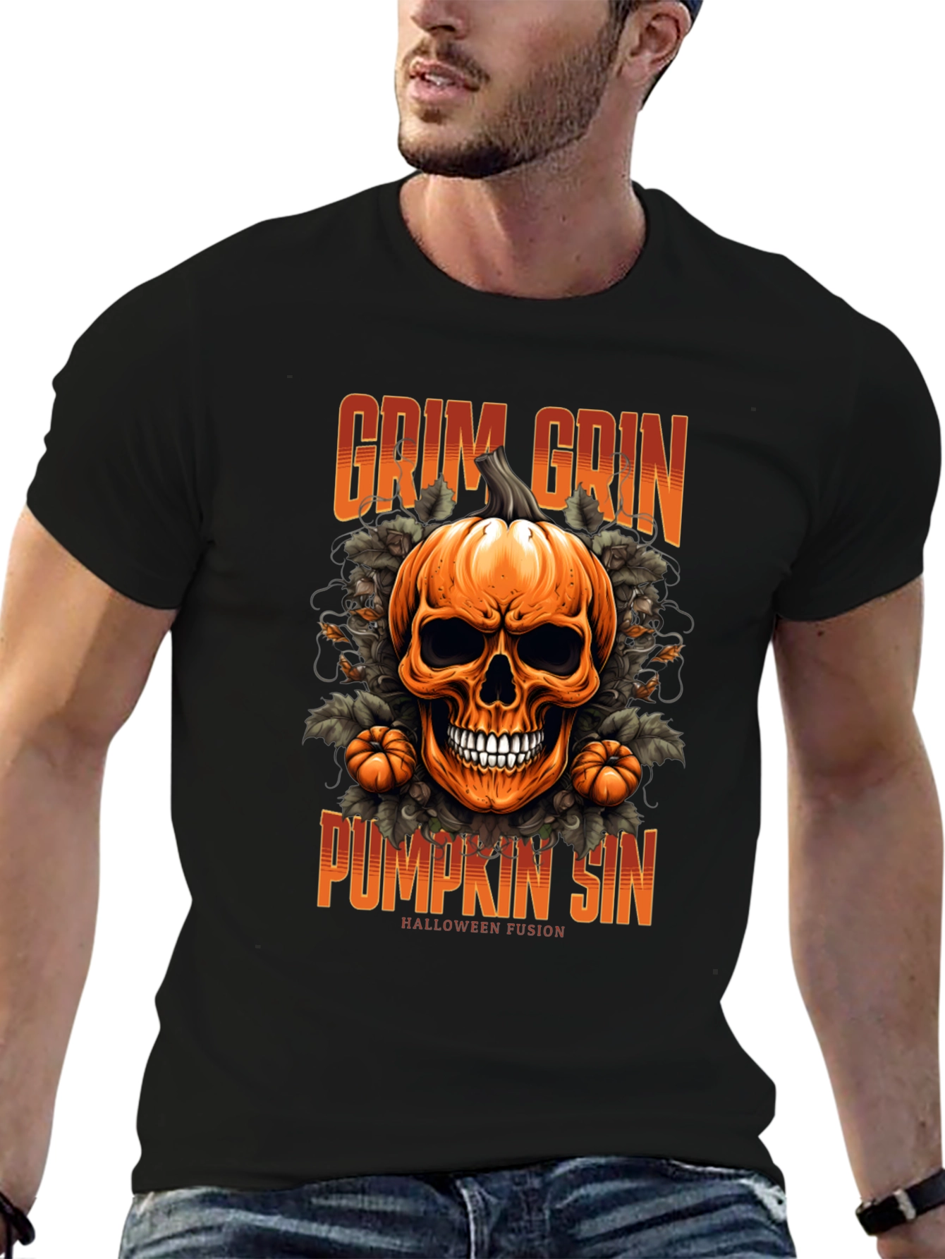 Camiseta de Halloween: Calabaza Grim Grin